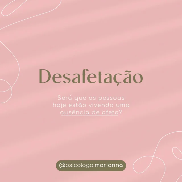 Desafetação costuma ser entendida, no senso comum, como ausência de afeto. É não se deixar afetar. Muitas vezes, envolve indiferença, oposição ou até hostilidade. Mas será que as pessoas hoje estão vivendo essa ausência de afeto?

Recentemente refleti sobre a desafetação. Para mim, a desafetação parece ser uma defesa coletiva diante do incômodo que é sentir.

Sentir desesperança diante das guerras, da política, da desonestidade, da violência...
Talvez, por isso, seja mais fácil se desafetar do que se permitir afetar.

Vivemos cercados de acontecimentos tristes e trágicos. E, pouco a pouco, sentir vai sendo visto como incômodo, como algo que atrapalha ou diminui. Mas será mesmo?

Sem sentir não amadurecemos, não crescemos, não entendemos o sentido da vida. É no sentir que refletimos sobre a finitude e descobrimos que existir é muito mais do que apenas sobreviver.

Quem sente, inevitavelmente sofre. Mas também caminha, aprende e se transforma. Já a desafetação, seja em relação às pessoas, ao amor ou à vida, nos rouba a chance de amadurecer. E talvez seja por isso que o amadurecimento seja uma escolha de poucos.

E você? Prefere sentir e com isso sofrer e crescer ou se afastar do afeto e apenas sobreviver?

________________________
Marianna Lopes Monteiro
CRP 05/47920
Pós-graduação FIOCRUZ / SEPAI
Mestre UFRJ